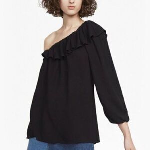 French Connection Evening Dew Asymmetrical Top size 4 NWT Black